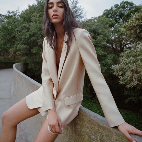 NWT ZARA SHINY EFFECT BLAZER XS